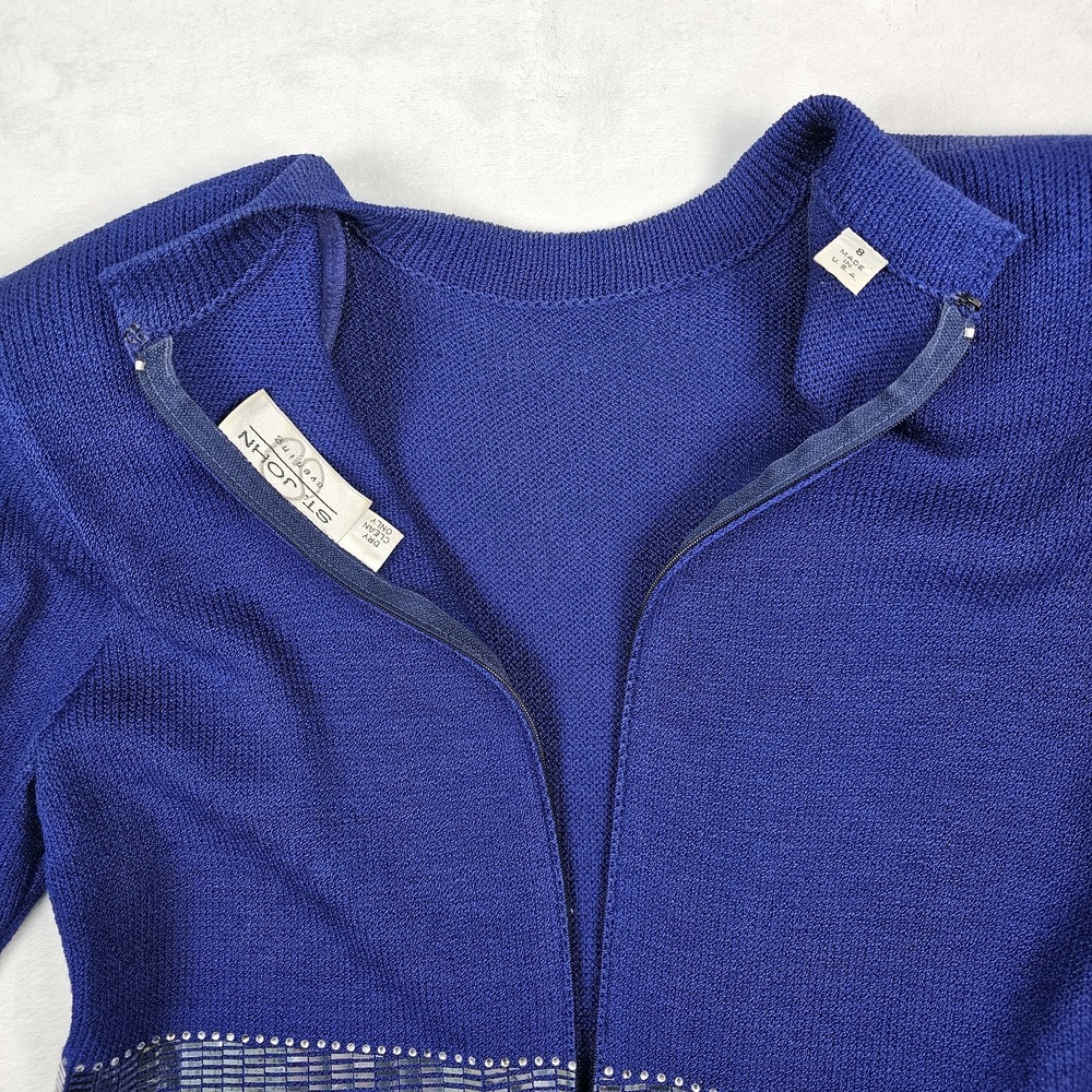 St. John Evening Sheath Dress Womens 8 Knit Mock Neck Sequin Long Sleeve USA - Picture 11 of 16